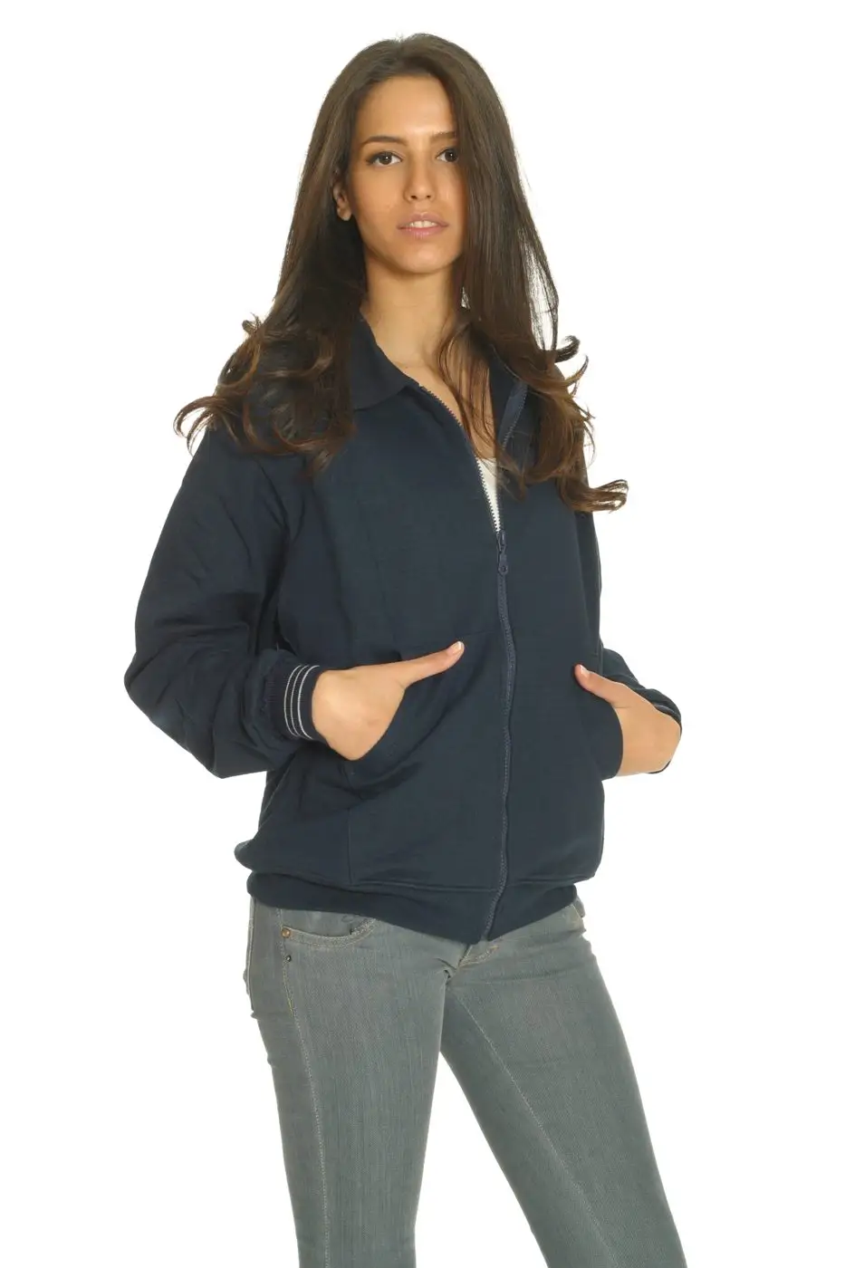 Dunkle ESD-Zip-Jacke, Studiofoto aus dem Katalog.