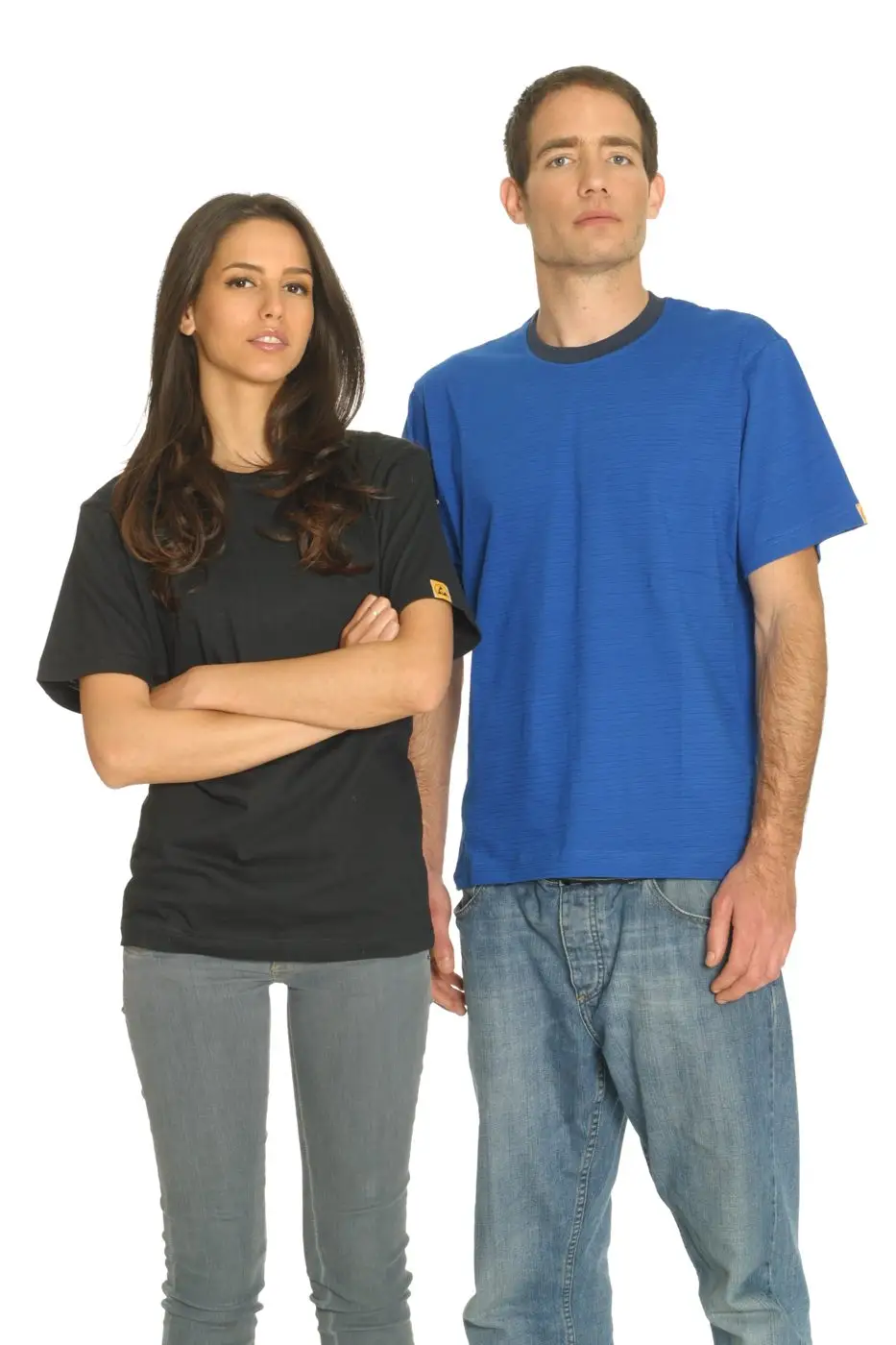 Navy ESD T-shirt, studio catalogue photograph.
